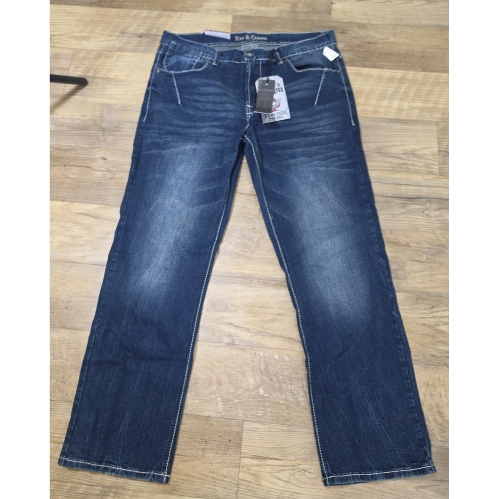 Mens pants 36x32 Axe & Crown Relaxed Straight Stretch fit Dark Wash Nwt